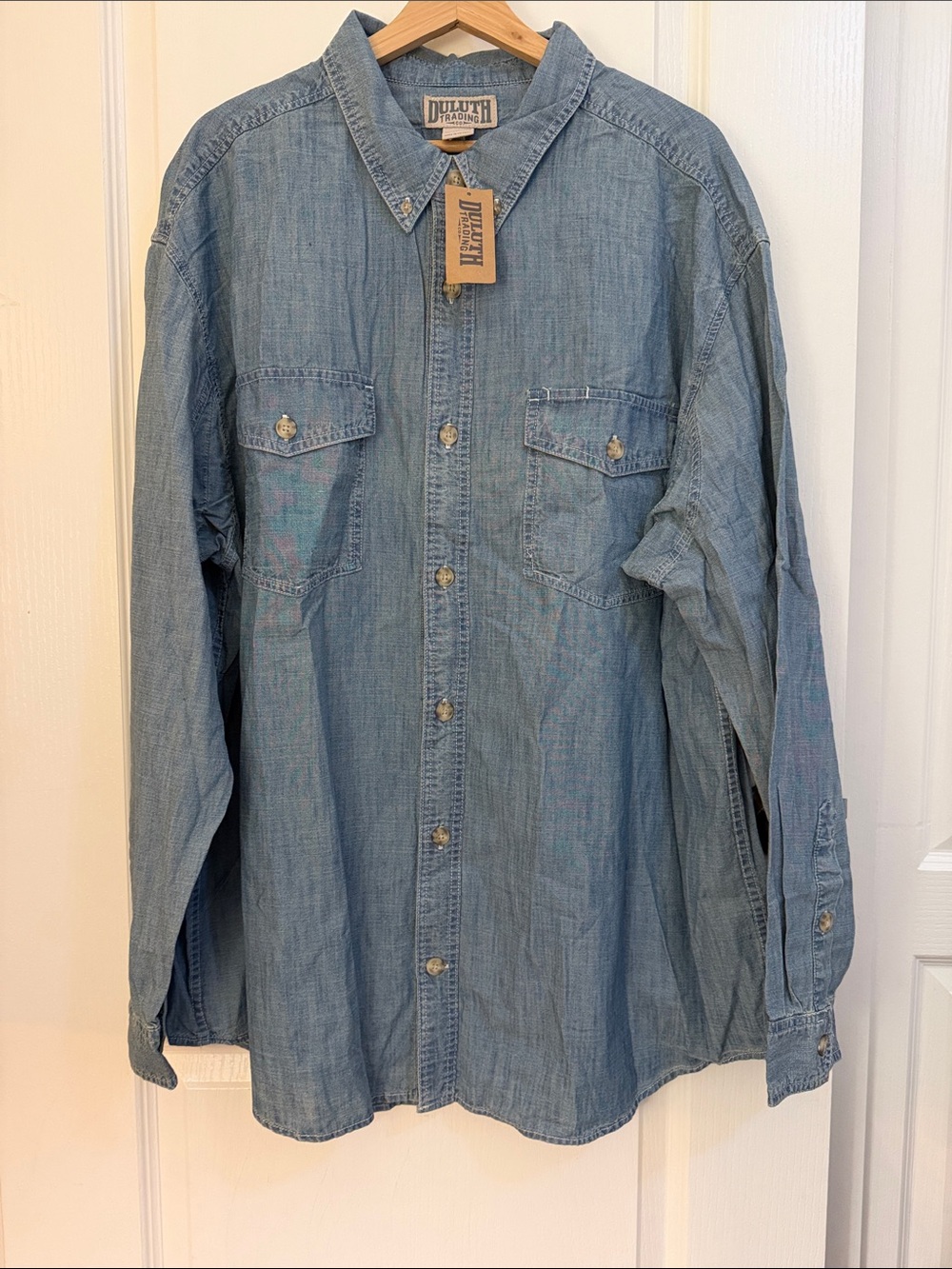 Duluth Trading Co Light Blue Denim Workshirt